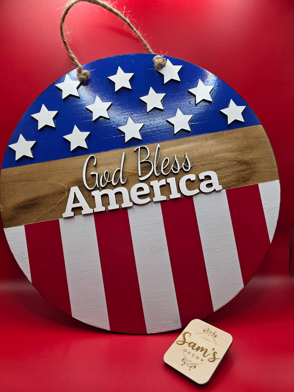 God Bless America- 12 inch Door Hanger