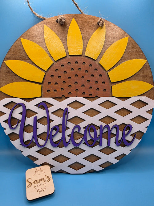 12 inch Welcome Sunflower Door Hanger