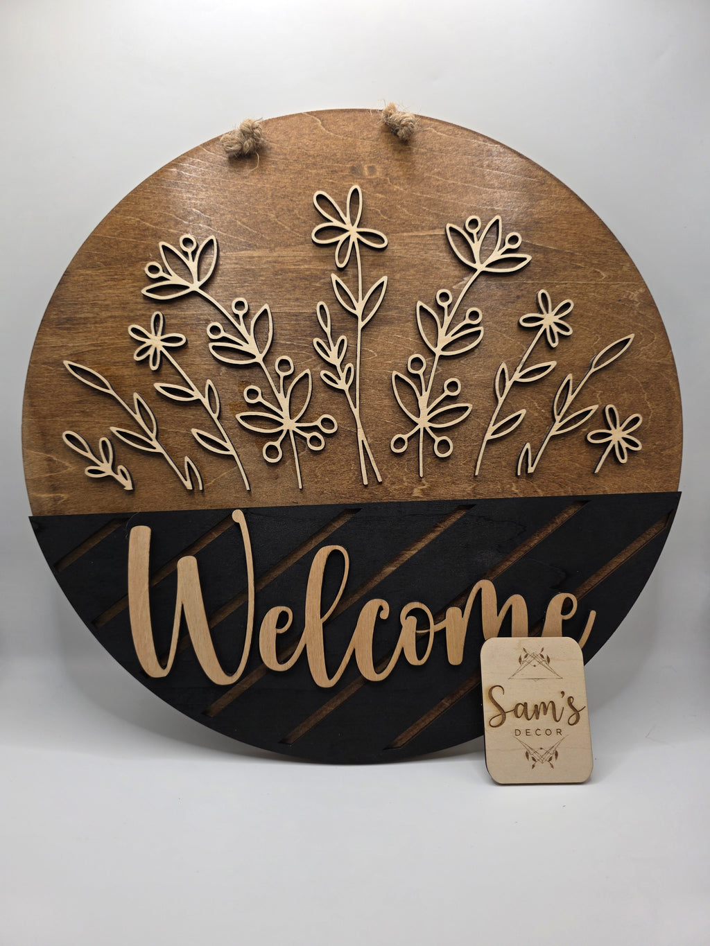 Wooden Wildflower Welcome - 12 inch Door Hanger