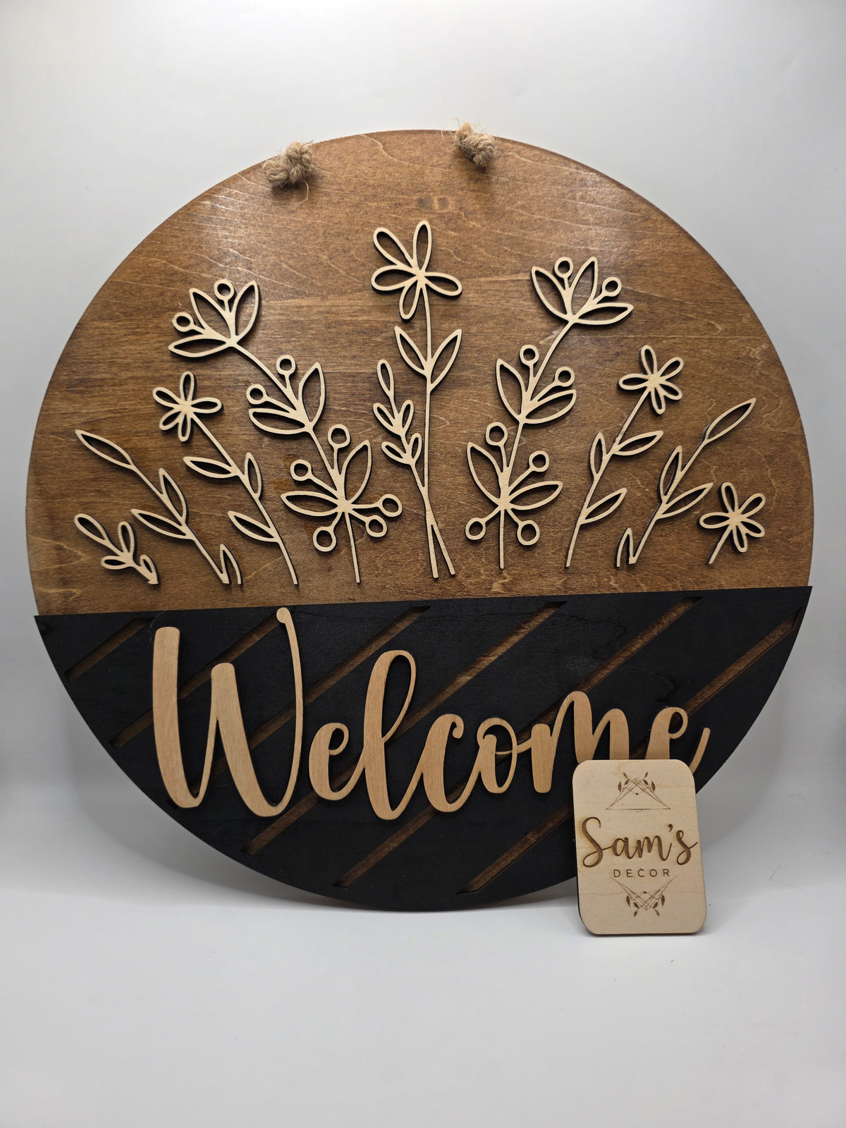 Wooden Wildflower Welcome - 12 inch Door Hanger