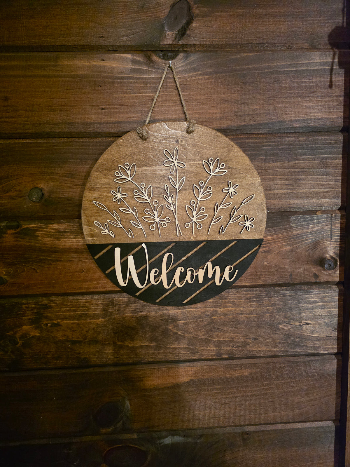 Wooden Wildflower Welcome - 12 inch Door Hanger