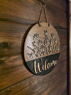 Wooden Wildflower Welcome - 12 inch Door Hanger