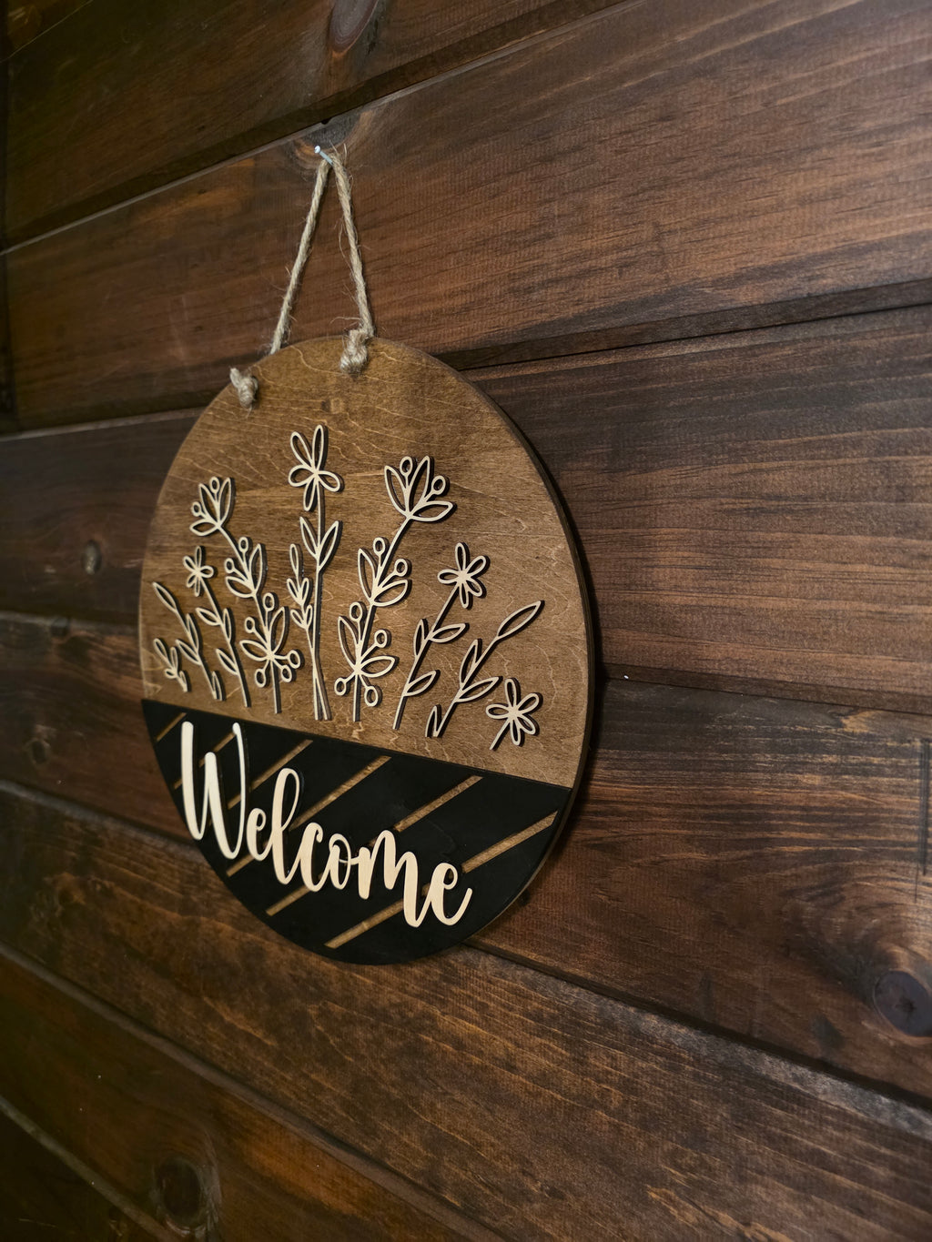 Wooden Wildflower Welcome - 12 inch Door Hanger