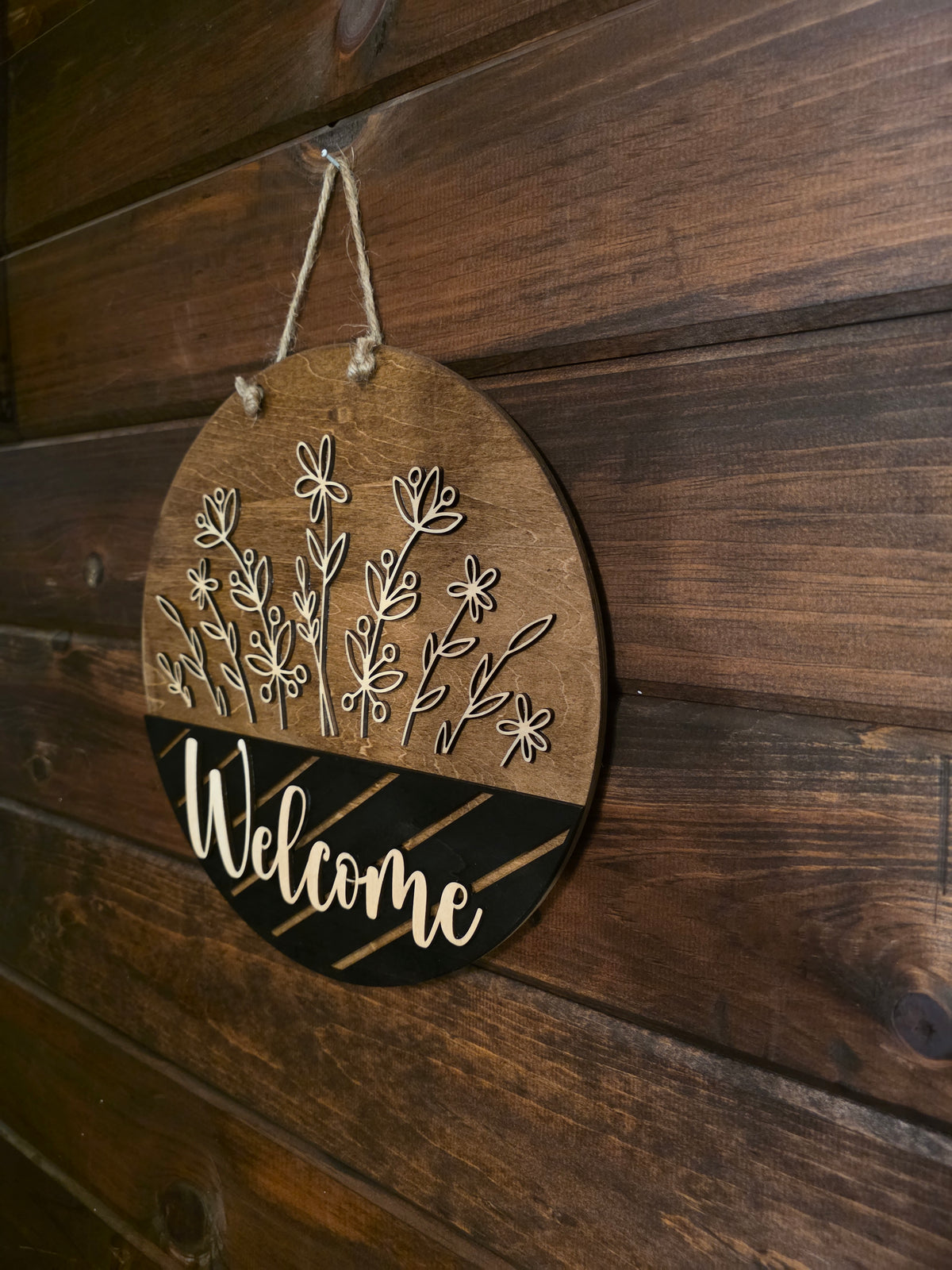 Wooden Wildflower Welcome - 12 inch Door Hanger