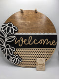 Neutral Floral Welcome- 12 inch Door Hanger