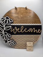 Neutral Floral Welcome- 12 inch Door Hanger