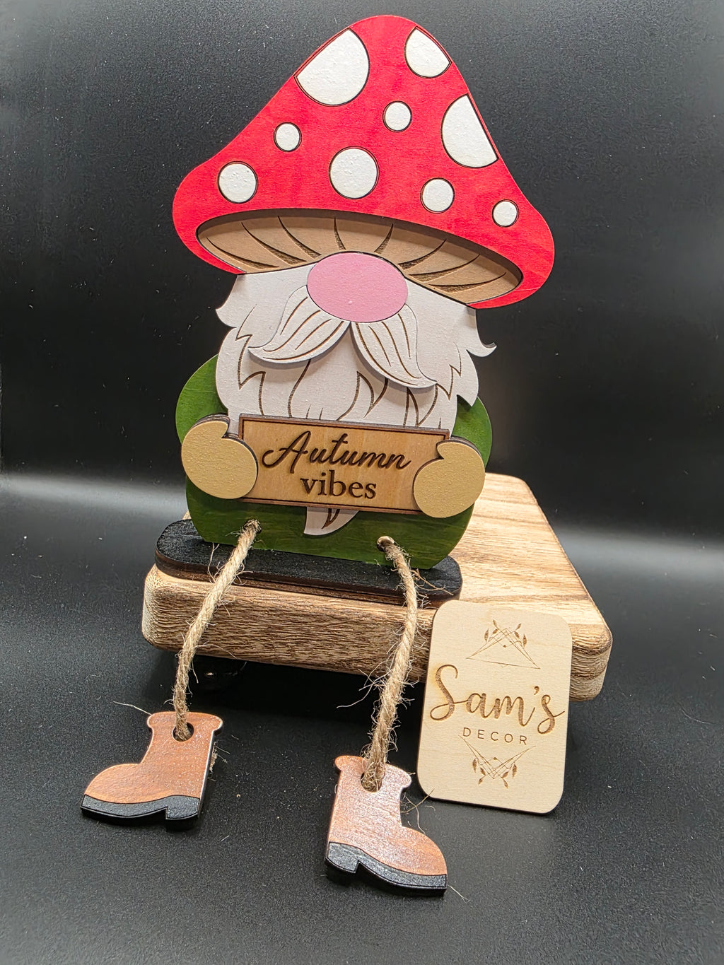 Fall Mushroom Top Gnome Shelf Sitter
