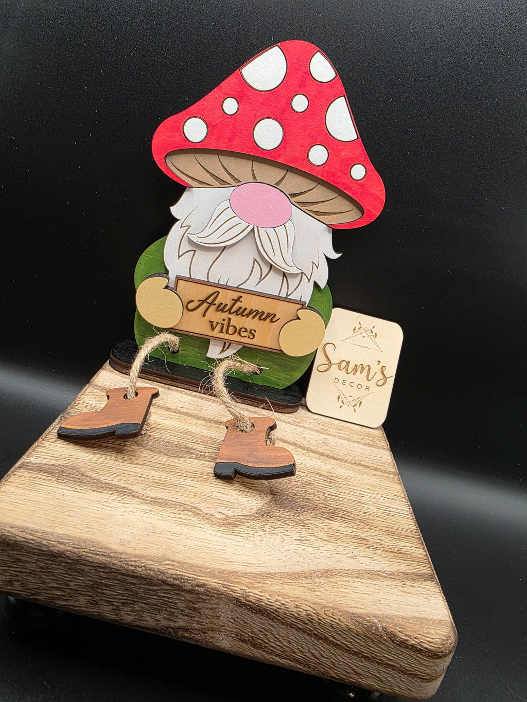 Fall Mushroom Top Gnome Shelf Sitter